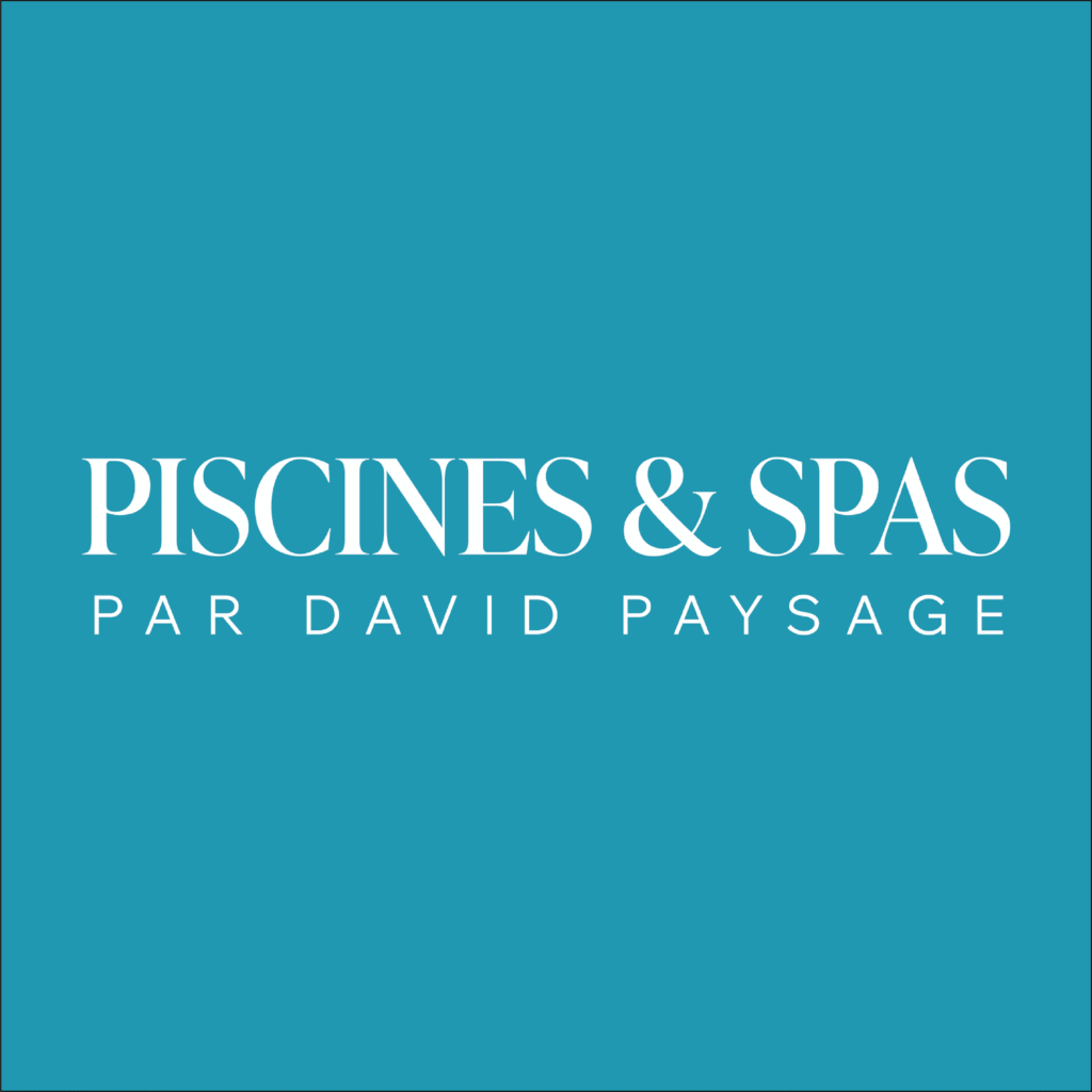 Logo piscines & spas blanc fond bleu